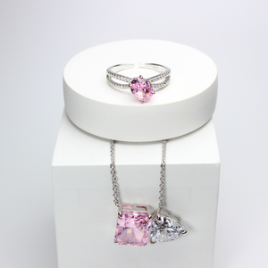 925 Sterling Silver PinkBlush Jewelry Set, Soft Pink Stone, Feminine & Delicate