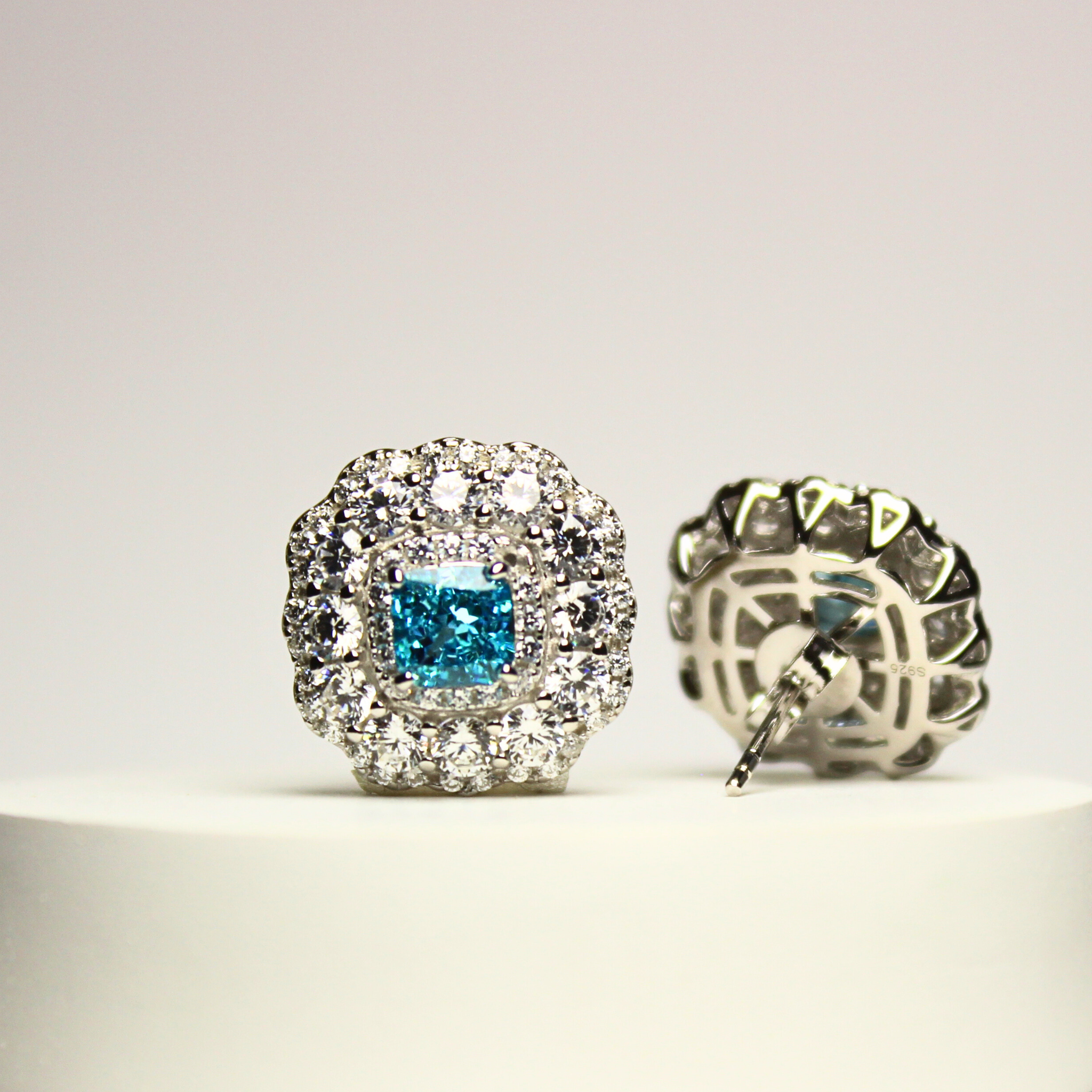 925 Sterling Silver Icy Blue Earrings, Frosty & Chic, Perfect for Special Occasions