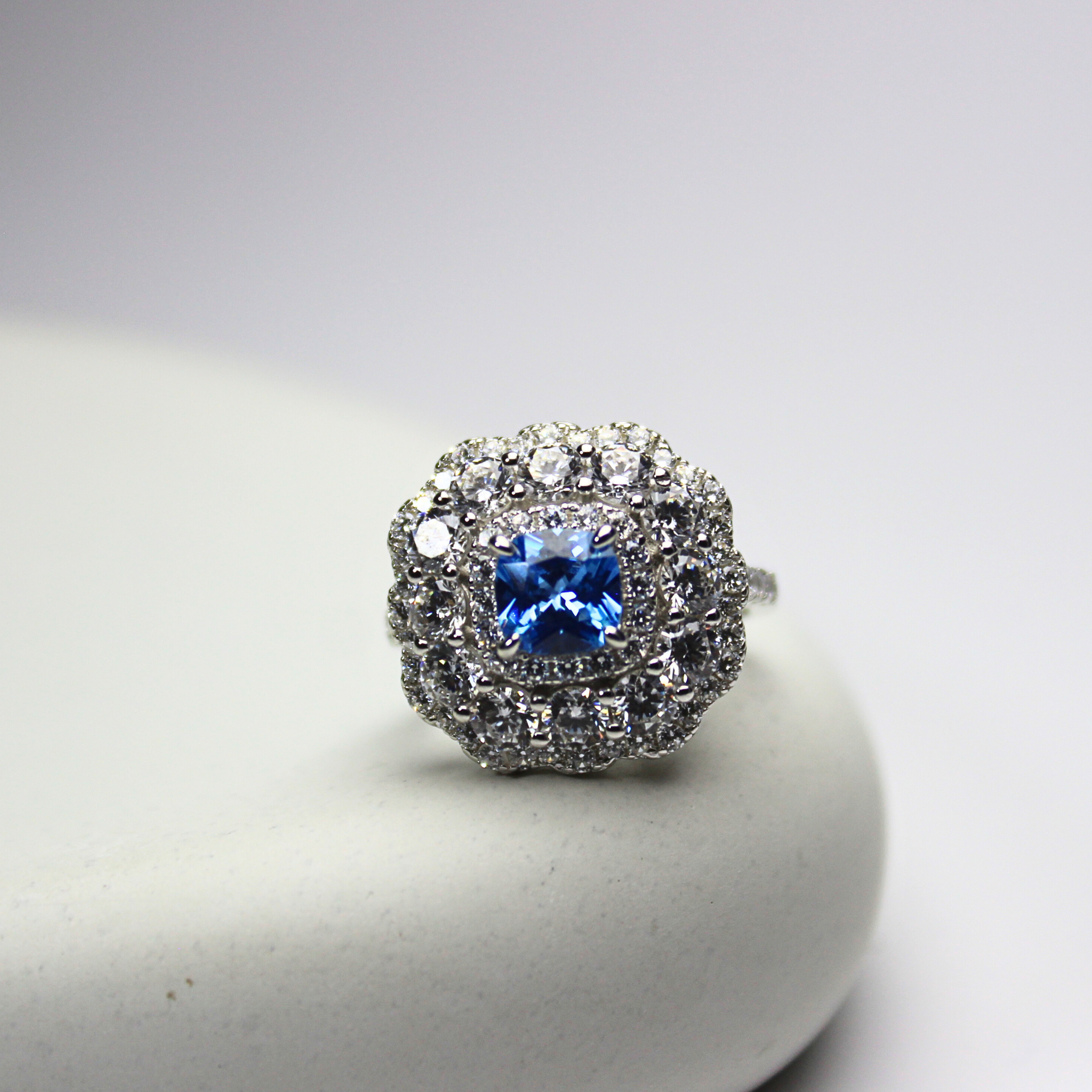 925 Sterling Silver Icy Blue Ring, Frosty & Luxe, Adjustable & Tarnish-Free