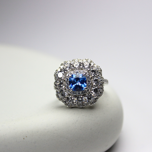 925 Sterling Silver Icy Blue Ring, Frosty & Luxe, Adjustable & Tarnish-Free
