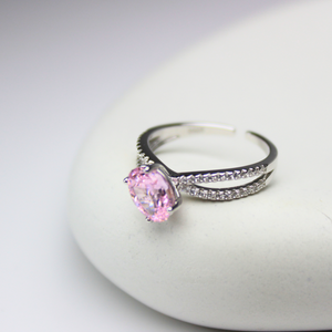 925 Sterling Silver PinkBlush Ring, Soft Pink Stone, Romantic & Delicate