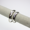 Matching couple rings in 92.5 sterling silver, featuring a half-and-half heart design that completes when together. Tarnish-free, hypoallergenic, and perfect for sensitive skin—symbolizing love, unity, and forever.