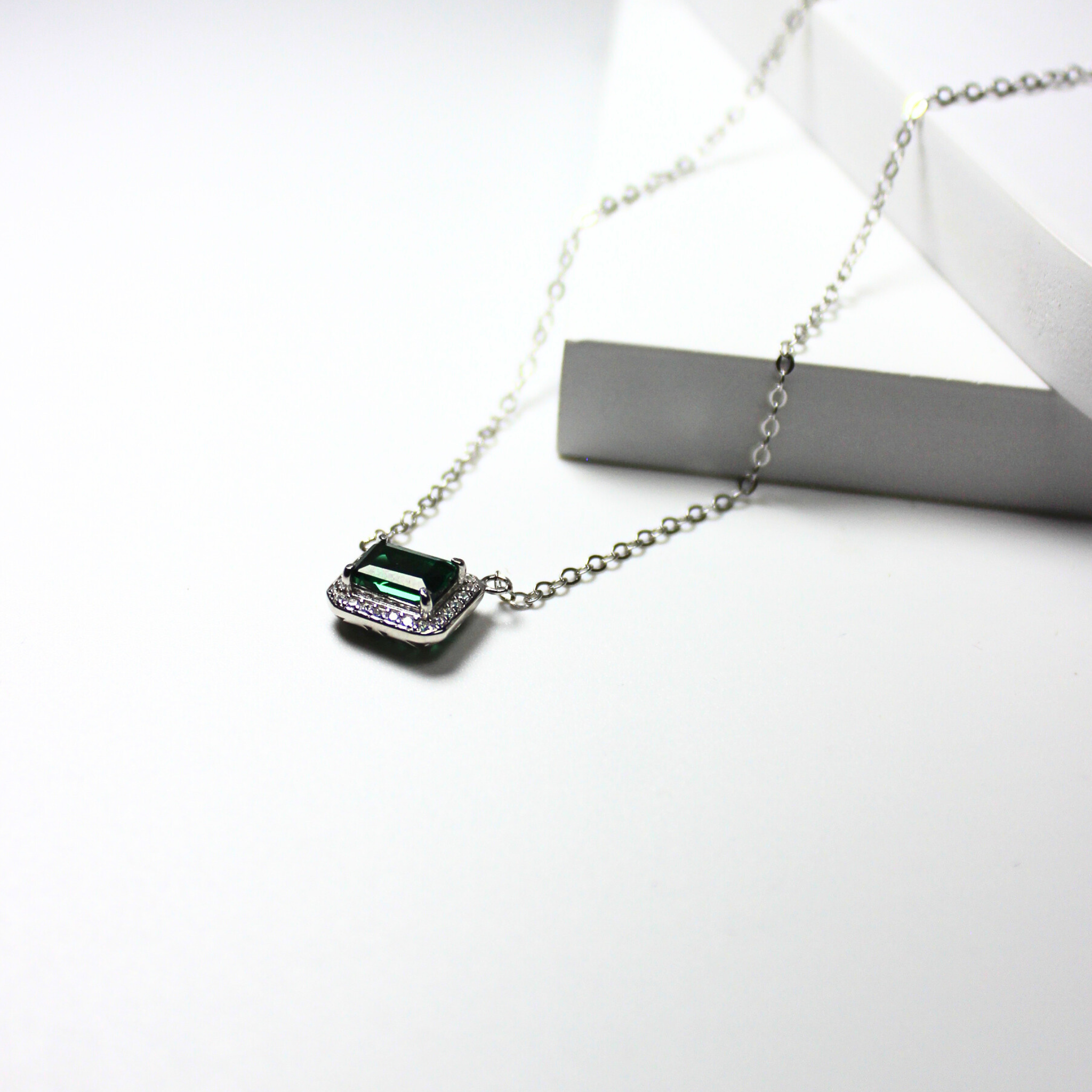 925 Sterling Silver Emerald Necklace, Classic & Regal, Hypoallergenic Jewelry