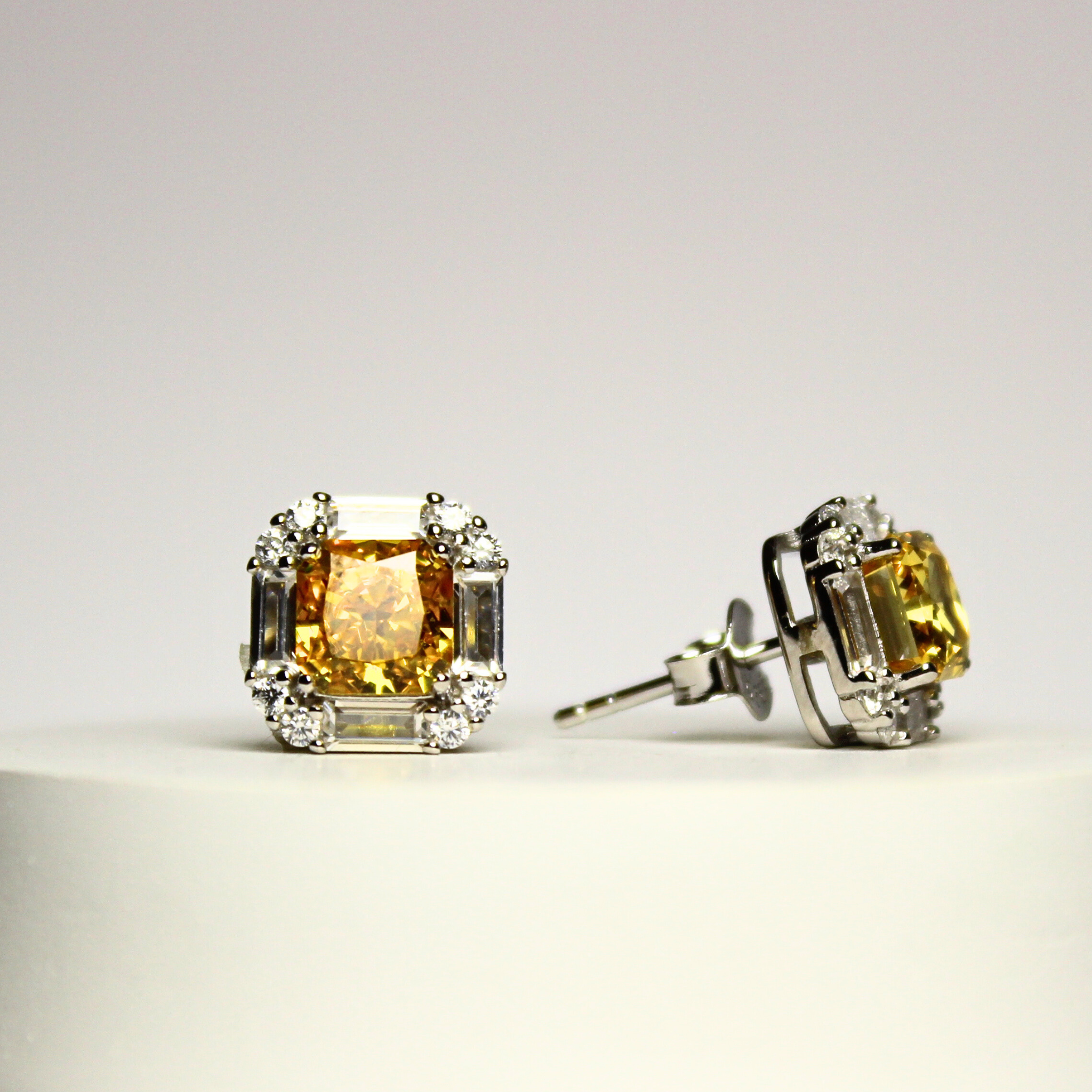 925 Sterling Silver Mimosa Earrings, Yellow Gemstone Studs, Hypoallergenic & Tarnish-Free, Elegant Statement Jewelry