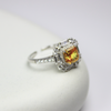 925 Sterling Silver Mimosa Ring, Bright Yellow Gemstone, Elegant & Trendy