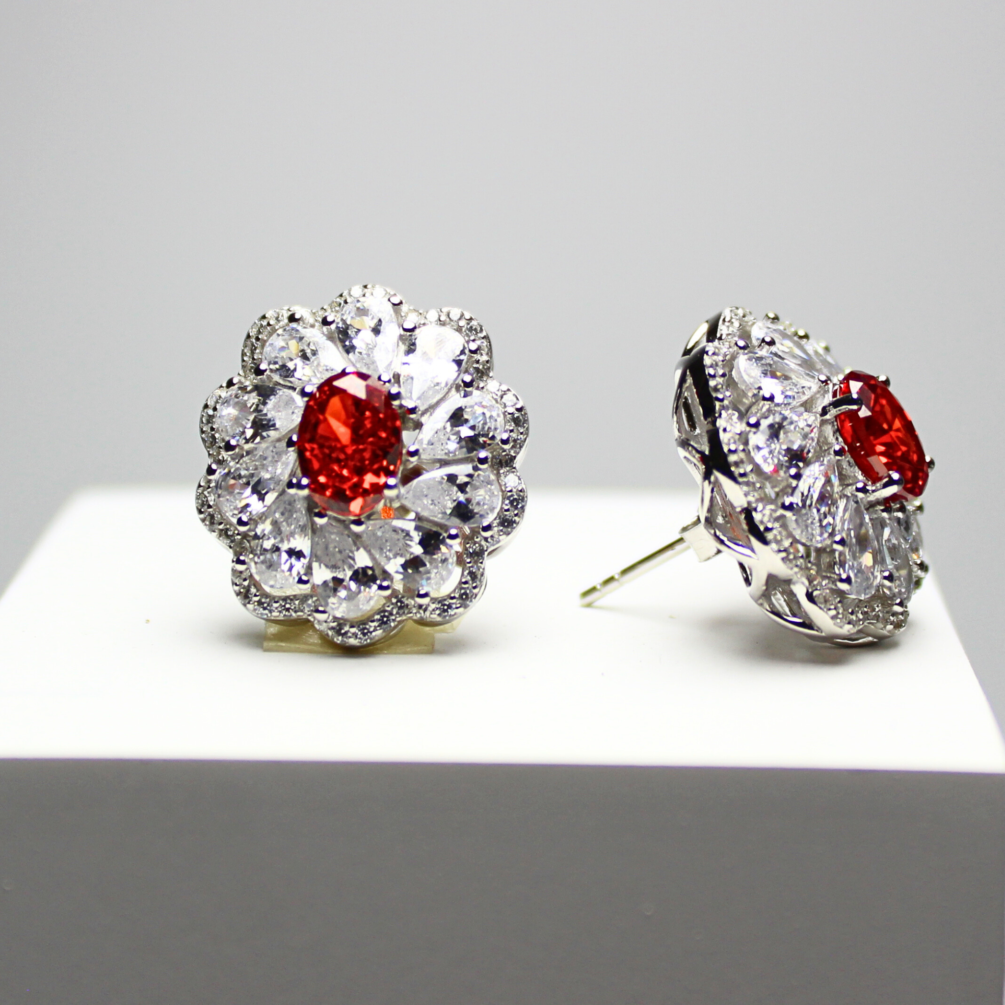 925 Sterling Silver Crimson Ruby Earrings, Luxurious & Bold, Tarnish-Free