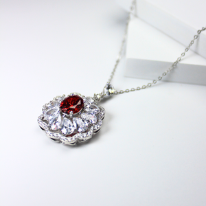 925 Sterling Silver Crimson Ruby Necklace, Bold & Fiery, Statement Jewelry