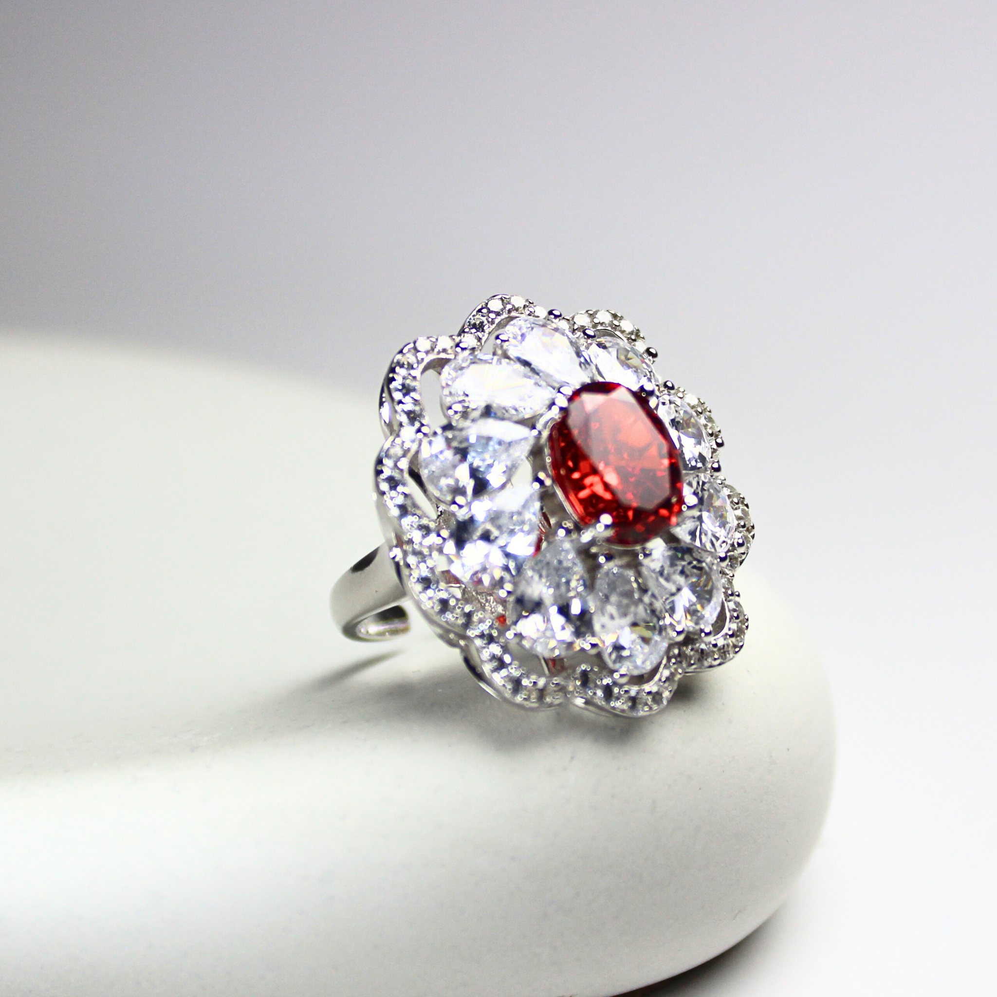 925 Sterling Silver Crimson Ruby Ring, Bold Statement, High-Quality Finish
