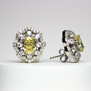 925 Sterling Silver Saffra Earrings, Golden Gemstone Studs, Hypoallergenic & Tarnish-Free, Elegant Statement Jewelry