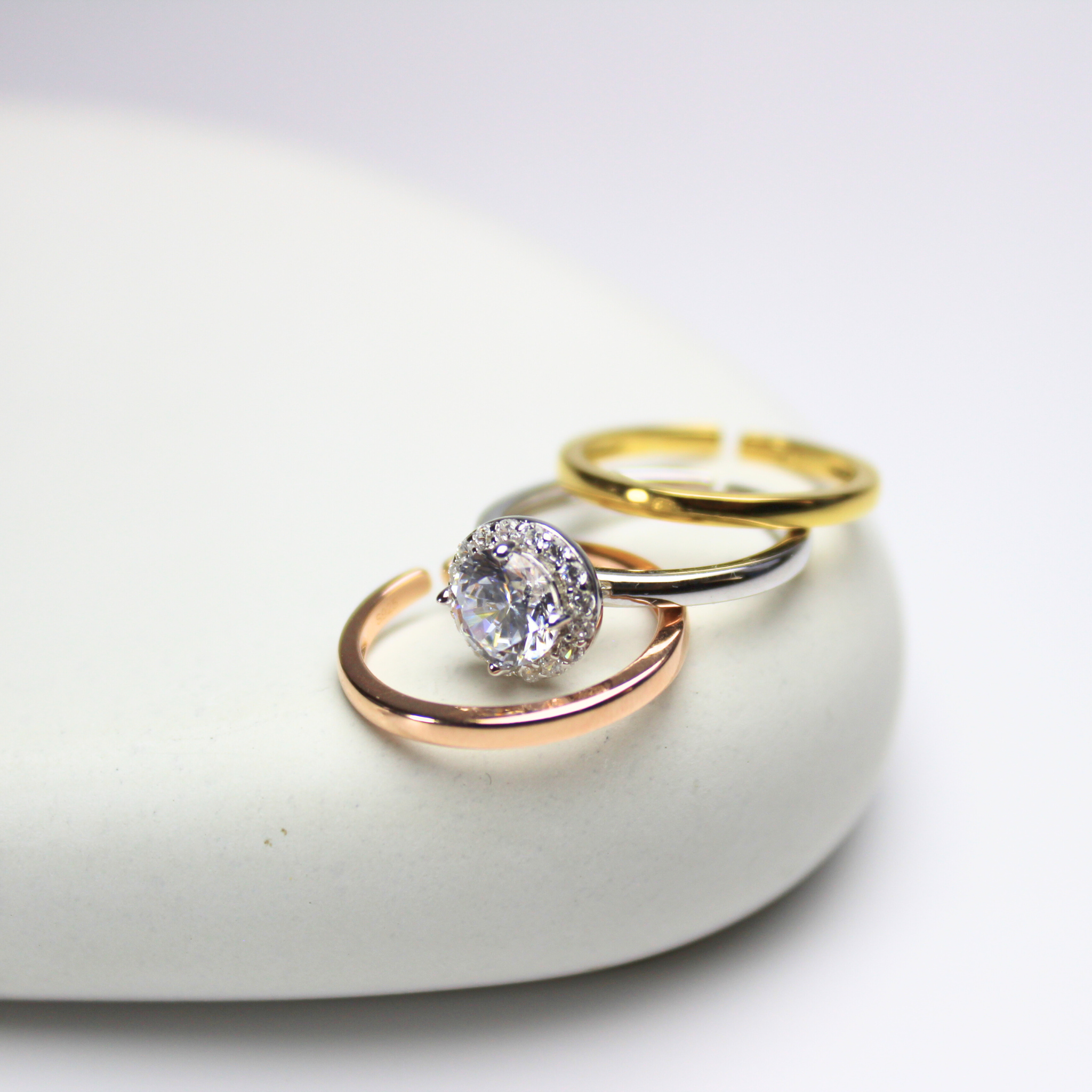 Versatile 3-in-1 Trio Ring in 92.5 sterling silver—wear it as a stacked set or separate bands. Tarnish-free, hypoallergenic, and perfect for sensitive skin. A timeless blend of style and functionality.