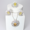 925 Sterling Silver Saffra Jewelry Set, Golden Glow, Elegant Necklace, Earrings & Ring, Hypoallergenic & Tarnish-Free Luxury Jewelry